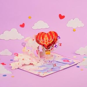 Biglietti d'Auguri 3D Pop-up a Forma di Cuore <span class=keywords><strong>e</strong></span> Mongolfiera, Design con Nuvole <span class=keywords><strong>e</strong></span> Amore Tagliato al Laser, per San Valentino, Compleanno, Festa della Mamma, Regalo 'Pensando a Te' - Product Image 5