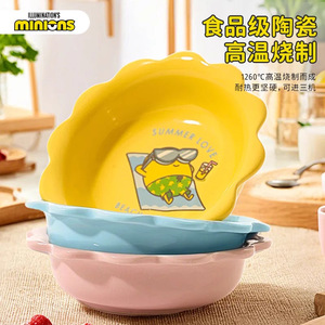 Minions <b>Ceramic</b> Pet Bowl 14x14x3.5cm Food Grade For Cat <b>Dog</b> Feeding - Product Image 1