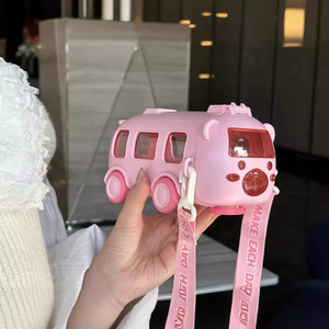 Creative Cartoon Bus Car Straw Cup For Children Portable Outdoor Water Bottle Back To School Spring 2024 - Product Image 4