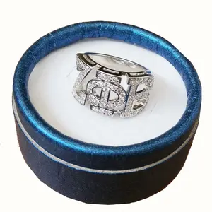 Cincin jari ZETA PHI perkumpulan wanita kustom zirkonia kubik kualitas terbaik Yunani cincin jari ZPB dengan kotak perhiasan