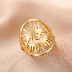 Anillo de Mujer <span class=keywords><strong>con</strong></span> <span class=keywords><strong>Ojo</strong></span> Turco Myshape, Símbolo del <span class=keywords><strong>Ojo</strong></span> que Todo lo Ve, Amuleto de Protección, Anillo de Boda de Acero Inoxidable, Venta al por Mayor - Product Image 6