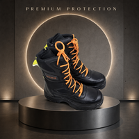 Bottes de protection professionnelles personnalisées pour pompiers, avec logo, embout en acier, anti-perforation, haute tige, résistantes au feu, chaussures de sécurité