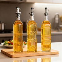 Nouvel Arrivage – Bouteille Distributrice Carrée en Verre Vide de 500 ml (17 oz) pour Huile d'Olive et Vinaigre, Qualité Alimentaire, Écologique, Impression Personnalisée pour Cuisine