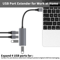 Hub USB-C con Carga, Transferencia de Datos y Sincronización, Adaptador USB 3.0 OTG, Base para Laptop con Cubierta de PVC y Blindaje Trenzado