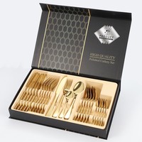 Ensemble de couverts en acier inoxydable 24 pièces haut de gamme de luxe Collection de couverts haut de gamme au design moderne pour mariages