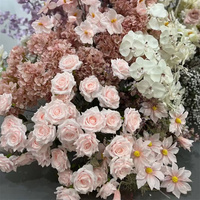 FL-168 Fournisseur en gros de bouquets de roses, fleurs artificielles en vrac, roses artificielles couleur blush et champagne pour les mariages et les fêtes