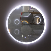 Espejo redondo de decoración de hotel moderno, pantalla de Interruptor táctil montada en la pared personalizada, espejo de baño inteligente con luz Led