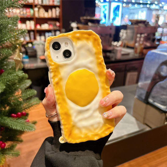 3D Simulation Funny Delicious Food Egg Phone Cases Cover for iPhone 15 13 12 11 14 Pro Max