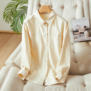 <span class=keywords><strong>Camicia</strong></span> <span class=keywords><strong>Bianca</strong></span> in Cotone da Donna a Maniche Lunghe, Nuova Collezione Primavera 2026, Top Basico a Mezza Lunghezza, Blusa in Cotone per il Lavoro - Product Image 2