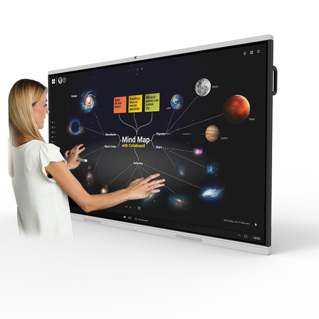 65 Inch 4K Interactive Whiteboard with Wireless Projection Dual OS 20-Point IR Touch Anti-Glare Glass for Business and Education