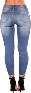 Venta Directa al Por Mayor de <span class=keywords><strong>Jeans</strong></span> <span class=keywords><strong>Negros</strong></span> <span class=keywords><strong>Rotos</strong></span> de Cintura Alta para <span class=keywords><strong>Mujer</strong></span>, Elásticos, Ajustados y de Estilo Casual para Verano - Product Image 3
