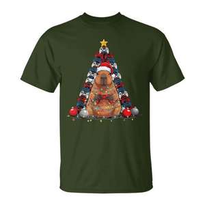 T-shirt Capybara Gaming Controllers Christmas Tree, cadeau de Noël pour les joueurs - Product Image 1