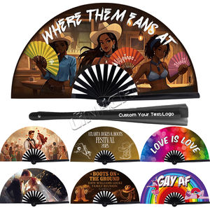 Op Maat Gemaakte Nylon Regenboog Bamboe Opvouwbare Handfans Voor Party Promotie Relatiegeschenk Klappen Trots Dansen Bruiloftsfans - Product Image 2