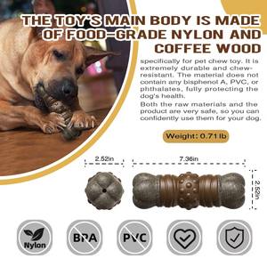 Fornitore di negozi di animali BPA Free interagiscono contro il morso osso cigolante cane da compagnia masticare giocattoli di gomma di legno in Nylon per masticatore aggressivo - Product Image 6