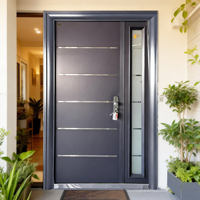 Portes d'entrée modernes sur mesure en acier galvanisé, porte d'entrée sécurisée pour la construction de maisons