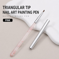 Pinceau à ongles triangulaire durable avec manche en résine marbrée, idéal pour la peinture au gel de fleurs et de papillons, outil de manucure