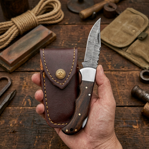 High Quality Damascus Steel Folding Blade Pocket <b>Knife</b> Wholesale Factory Rates wood Handle Tactical Application - Product Image 2