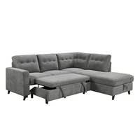 Canapé-lit en tissu confortable avec rangement, design européen, deux places, en forme de L, pour chambre et salon, vente en gros