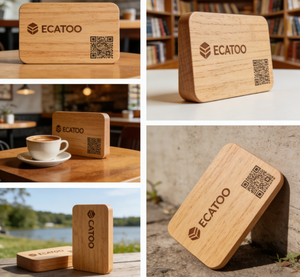 Supporto per Codice QR con Base in Legno e Cartoncino in Bambù per Condivisione sui Social Media - Product Image 3