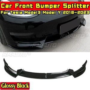 Model3 Model Y Front Bumper <b>Splitter</b> Glossy Black Sport Style Front Bumper Spoiler for Tesla Model3 Model Y Car Accessories - Product Image 1