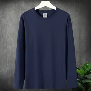 Custom Logo Long Sleeve T Shirt Men Printing Hoodies Streetwear Pullover Oversize Soft Fabric Cotton T Shirt