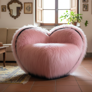 Sillón Individual en Forma de Corazón, de Piel Sintética Rosa, Suave, Cómodo, Acogedor, Moderno, Esponjoso, para Sala de Estar - Product Image 4