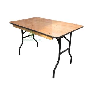Dîner mariage jardin <span class=keywords><strong>table</strong></span> rectangulaire en bois banquet <span class=keywords><strong>table</strong></span> d'extérieur pliante en bois <span class=keywords><strong>fer</strong></span> commercial - Product Image 1