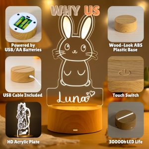 Creative Animal Acrylic ABS Wooden-look Base Led Christmas Lamp Kid's Room Decor Night <b>Light</b> for Gift - Product Image 6