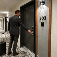 Porte intérieure moderne en WPC pour hôtel et appartement, surface finie, résistante à l'humidité