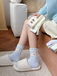 Chaussettes en peluche rose douillettes, extra chaudes, mi-mollet, en polaire australienne, chaussettes thermiques pour femmes, pour dormir à la maison, motif mignon de <span class=keywords><strong>chien</strong></span> - Product Image 2