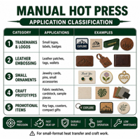 Presse à transfert thermique manuelle compacte, 1 tonne de pression, 6x13cm, chauffage double face, pour résine