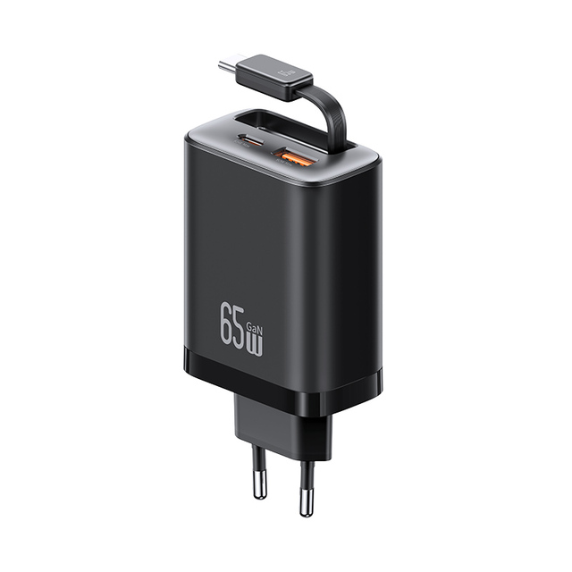 USAMS CC299 New Design 65w EU Plug QC 3.0 PD Multi Port Usb Type C Fast Charging Multifunction Retractable Wall Phone Charger