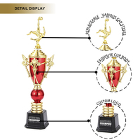 Trofeo de Fútbol Clásico de Plástico Rojo, Trofeo Grande, Trofeo de Fútbol con Gancho Invertido, Trofeo Personalizado, Trofeo de Plástico