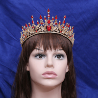 Diadèmes et Couronnes de Mariée Personnalisés de Luxe en Strass, Diadèmes de Reine en Cristal pour Mariage, Accessoires de Cheveux en Alliage Plaqué Or pour Concours de Beauté