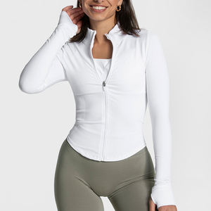 <span class=keywords><strong>Veste</strong></span> d'entraînement personnalisée à haute élasticité avec fermeture éclair et compression pour femmes, coupe ajustée, <span class=keywords><strong>veste</strong></span> d'entraînement de fitness sans couture active pour le yoga - Product Image 1