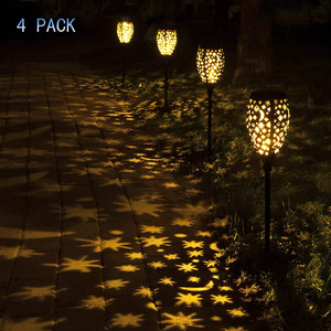 Solar Garden <b>Lights</b> <b>Star</b> Moon Projection Outdoor Pathway Decor 4 Pack LED Water Resistant - Product Image 1