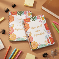 Carnet personnalisé à pages en silicone double face, papier autocollant, format A5, reliure spirale, couverture en PP, pour cadeau