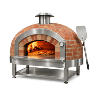 Four à pizza à gaz et au bois en forme de dôme, équipement de boulangerie commercial, autoportant, manuel, avec spatule pour cuisine de pizzeria - Product Image 1