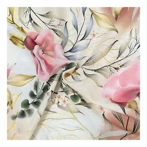 Produsen disesuaikan bunga berwarna-warni tradisional Digital cetak organik Poplin kain Slub regang