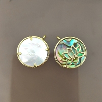 Collier en pierre naturelle de design tendance, pendentifs en coquille de nacre blanche, bijoux plaqués or, coquille d'ormeau, fleur de lotus, breloques rondes, bricolage