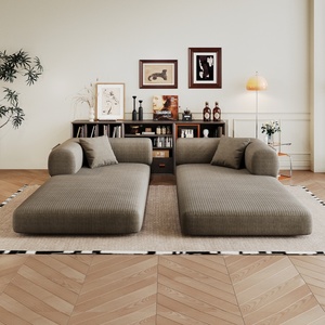 Canapé convertible 78,8 pouces avec dossier et accoudoirs compressibles, confortable, en velours côtelé, <span class=keywords><strong>futon</strong></span> modulaire sectionnel <span class=keywords><strong>sans</strong></span> armature, convertible en lit - Product Image 4