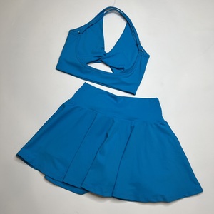 ชุดบราเล่นกีฬาครอสโอเวอร์ด้านหน้าของผู้หญิง2ชิ้นกระโปรงเทนนิสชุดเล่นเทนนิส - Product Image 2