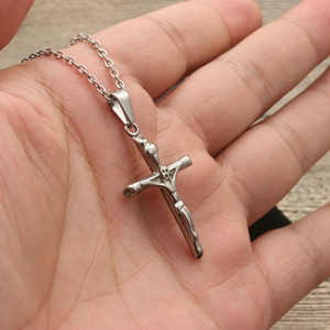 <b>Titanium</b> Steel Cross Pendant For Men Gold And Silver Color Everyday Wear Themed Pendants 3.0x60cm <b>Chain</b> Included - Product Image 3