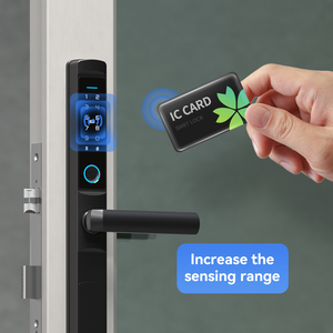 מנעול טביעת אצבע ביומטרי חכם מנעול עבור דלת אלומיניום חיצונית לזזה זכוכית עמיד למים עם אפשרויות אחסון נתונים ענן מפתח - Product Image 2