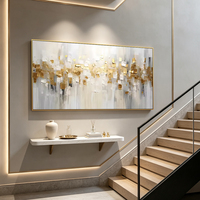 Décoration murale sur toile faite main, paysage abstrait moderne à texture 3D, tableau luxueux arbre de vie à feuille d’or