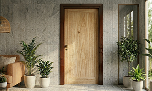 Puerta Ligera de Madera Sengon, Panel Sólido, Duradero, Grano Natural, Interior y Exterior, Diseño Personalizado, Fabricante OEM - Product Image 2