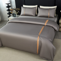 Parure de lit Alenhome 4 pièces 100 % coton à rayures géométriques, housse de couette toutes saisons, drap plat et taies d'oreiller 200TC