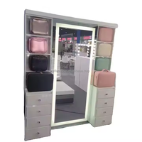 Station de salon en verre au design moderne pour miroir de coiffeuse, table à langer en bois MDF avec éclairage pour la chambre à coucher