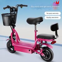 Mini scooter électrique 2 places de qualité supérieure OEM avec siège pour adultes, trottinette électrique 10 pouces 48V500W CE pliable avec siège