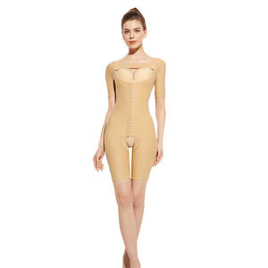 Pantalones cortos de manga corta para mujer, mono, pantalones con cremallera, entrepierna abierta, poscirugía, <span class=keywords><strong>liposucción</strong></span>, faja colombiana, moldeador de <span class=keywords><strong>cuerpo</strong></span> <span class=keywords><strong>completo</strong></span> - Product Image 2